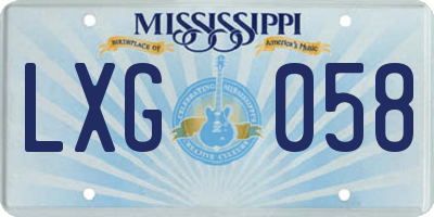 MS license plate LXG058