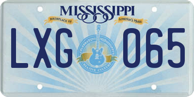 MS license plate LXG065