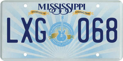 MS license plate LXG068