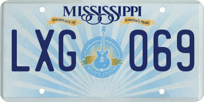 MS license plate LXG069