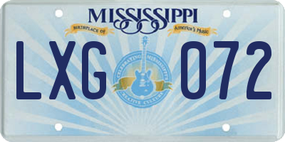 MS license plate LXG072