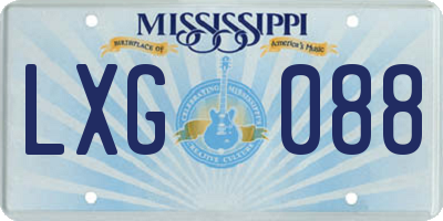 MS license plate LXG088