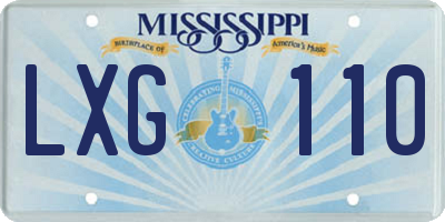 MS license plate LXG110