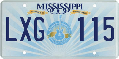 MS license plate LXG115