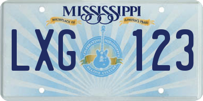 MS license plate LXG123