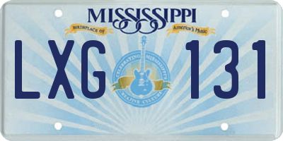 MS license plate LXG131