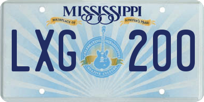 MS license plate LXG200