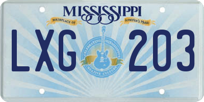 MS license plate LXG203