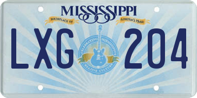 MS license plate LXG204