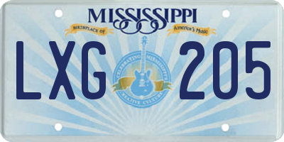 MS license plate LXG205