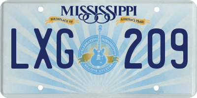 MS license plate LXG209