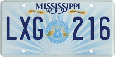 MS license plate LXG216
