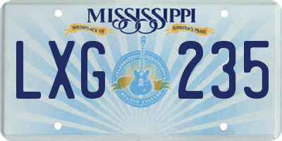 MS license plate LXG235