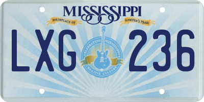 MS license plate LXG236