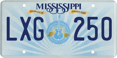MS license plate LXG250