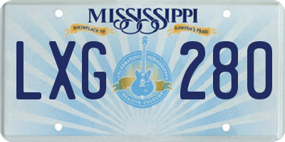 MS license plate LXG280