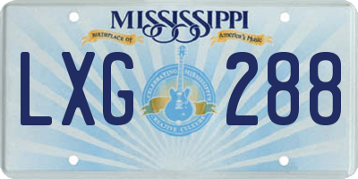 MS license plate LXG288