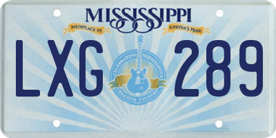MS license plate LXG289