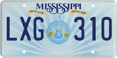 MS license plate LXG310