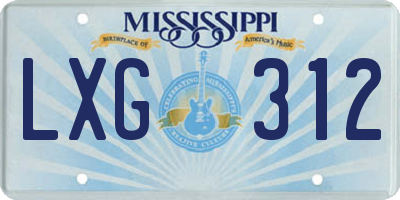 MS license plate LXG312