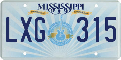 MS license plate LXG315