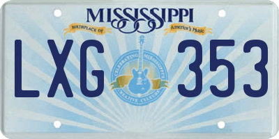 MS license plate LXG353