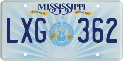 MS license plate LXG362