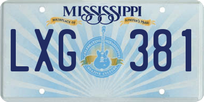MS license plate LXG381