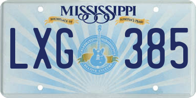 MS license plate LXG385