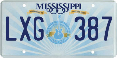 MS license plate LXG387
