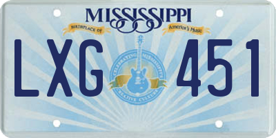 MS license plate LXG451