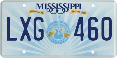 MS license plate LXG460