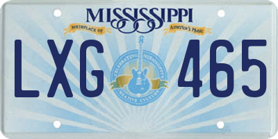 MS license plate LXG465