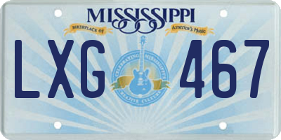 MS license plate LXG467