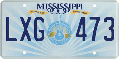 MS license plate LXG473