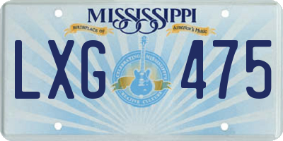 MS license plate LXG475