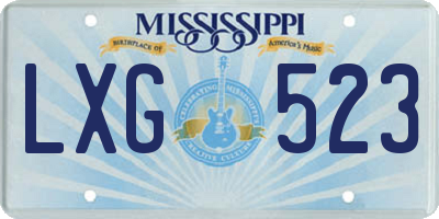 MS license plate LXG523