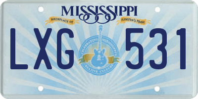 MS license plate LXG531