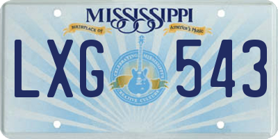 MS license plate LXG543