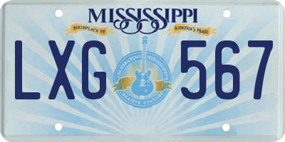 MS license plate LXG567