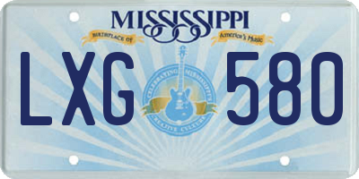 MS license plate LXG580