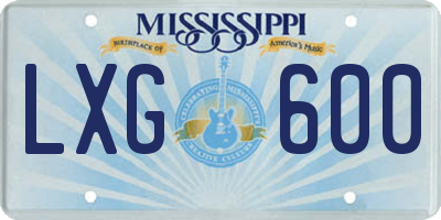 MS license plate LXG600