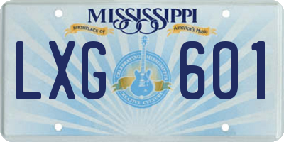 MS license plate LXG601
