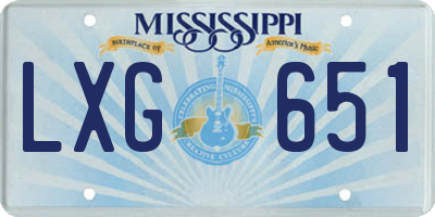 MS license plate LXG651