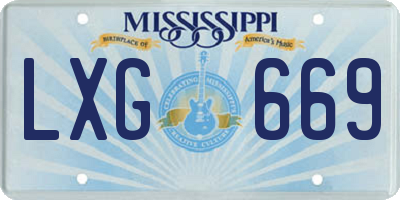 MS license plate LXG669