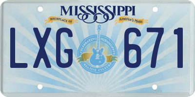 MS license plate LXG671