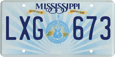 MS license plate LXG673