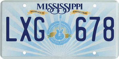 MS license plate LXG678