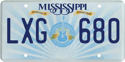MS license plate LXG680