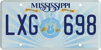 MS license plate LXG698